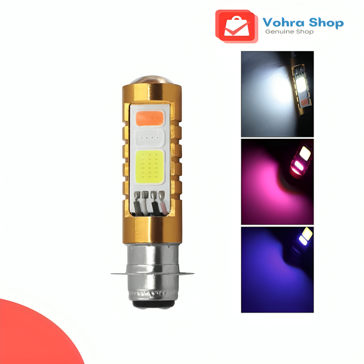 LED Headlight Bulb for Bike Light Blue, Red and White with Flasher for Motercycle 70cc & 125cc - Image 2