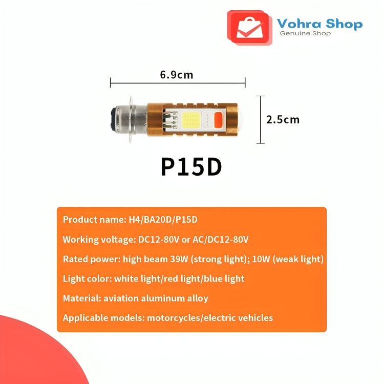 LED Headlight Bulb for Bike Light Blue, Red and White with Flasher for Motercycle 70cc & 125cc - Image 7